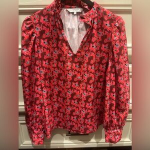 Crosby Lyla Top, Size Medium, Red Floral